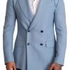 Dolce & Gabbana Blue Cashmere Silk Slim Fit Blazer Jacket