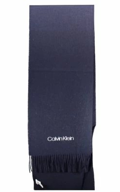 Calvin Klein Blue Wool Scarf -Fashion Menswear Shop f6c6aa27096af357a25d6f89bc95e3f5
