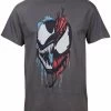 Marvel Comics Venom And Carnage Split Face Grey T-Shirt