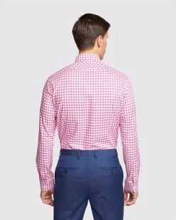 Oxford Men's Beckton Checked Shirt - Magenta -Fashion Menswear Shop f81eec41d2ceaa968607877a56ace852