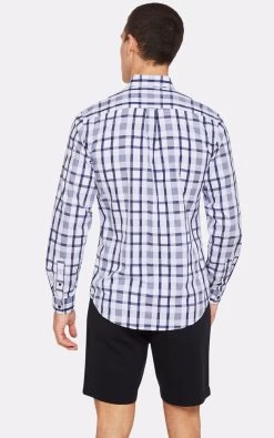 Oxford Men's Uxbridge Checked Shirt - Navy/White -Fashion Menswear Shop f92677807e9293f5305daefdeb9f1f97