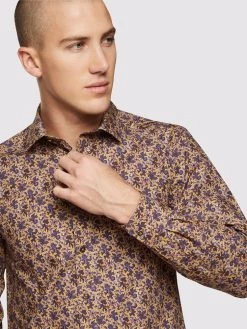 Oxford Men's Kenton Floral Printed Luxury Shirt - Tan Multi -Fashion Menswear Shop f974f530863e7ef5e049f8777ab4dfc0