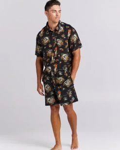 Mens The Mad Hueys Loose In Paradise Woven Shirt - VINTAGE BLACK -Fashion Menswear Shop fa70290e39eef8745be6591e1bd1b5e0