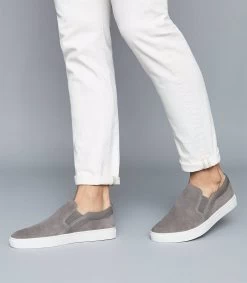 Reiss Men's Weston Suede Slip On Trainers - Grey -Fashion Menswear Shop fa954351 82f7 4e9d 8c46 3b9888790c72
