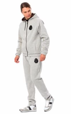 Billionaire Italian Couture Gray Cotton Hooded Sweatsuit -Fashion Menswear Shop fab9cd14b1002622fa24a7369cbca72d