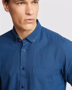 Oxford Men's Stratton Spot Printed Shirt - Blue 9 Oxford Men's Stratton Spot Printed Shirt - Blue -Fashion Menswear Shop fb2d92733abb13800bd78d91dbbb576f