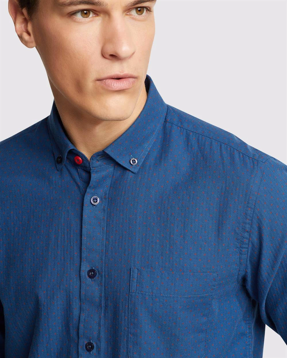 Oxford Men's Stratton Spot Printed Shirt - Blue 4 Oxford Men's Stratton Spot Printed Shirt - Blue - Image 4