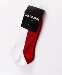 1 X Mens White & Red Low Cut Socks