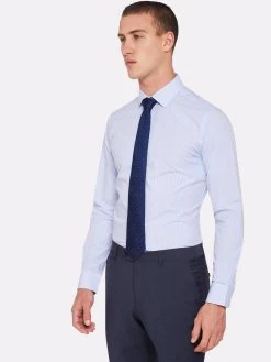 Oxford Men's Beckton Stripe Shirt - Sky -Fashion Menswear Shop fe5cdb4e8db372f89a7682f19a1b5efd