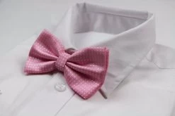 Mens Light Pink Plain Coloured Bow Tie With White Polka Dots
